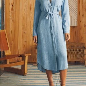 Chambray Midi Shirtdress Faherty size small